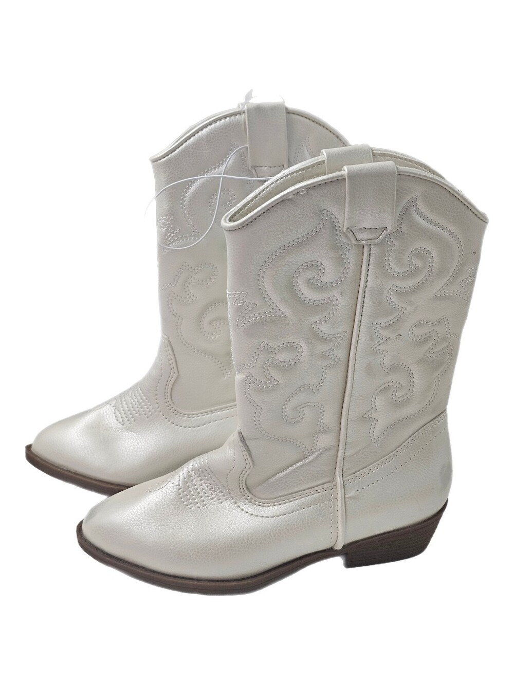 Tucker + Tate Cassidy Pearl Metallic White Western Cowboy Boots 12M Toddler NWOB